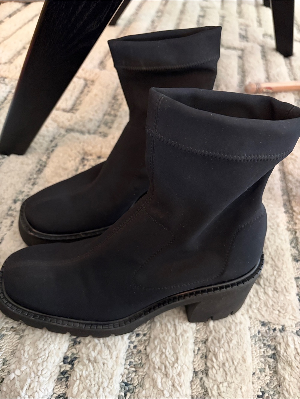 Pedro Garcia Black Chunky Heel Sock Combat Zilia Platform Boots - Picture 2 of 5